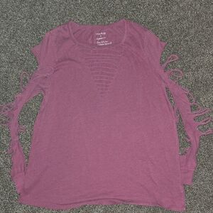 Torrid Mauve Short Sleeve Top with Lace-Up Details